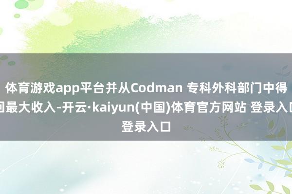 体育游戏app平台并从Codman 专科外科部门中得回最大收入-开云·kaiyun(中国)体育官方网站 登录入口